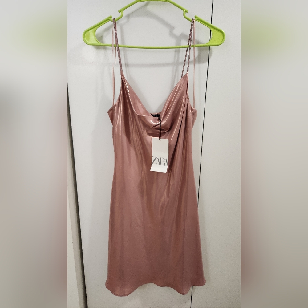 Zara Women's Pink Satin Dress